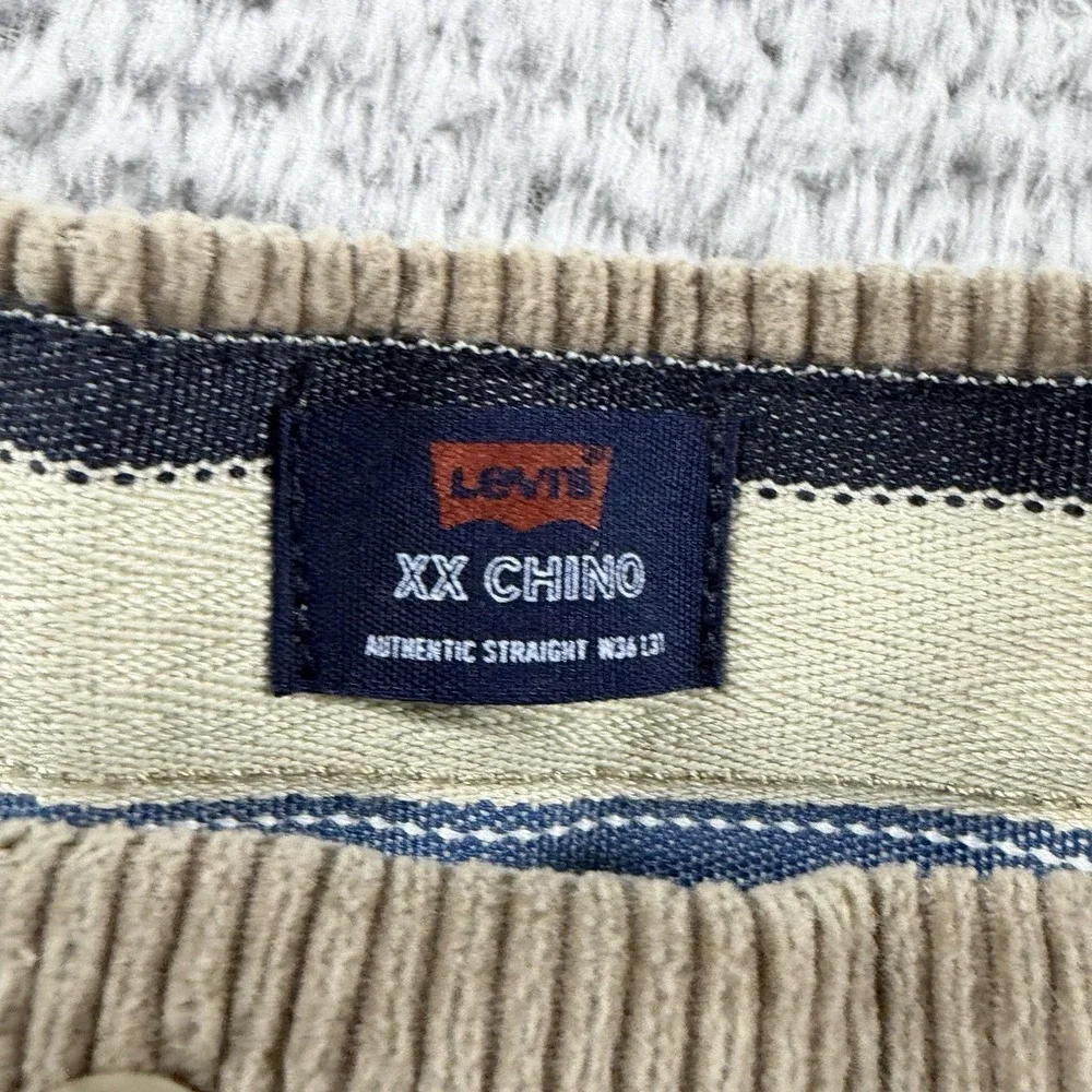 Levi's XX Chino Corduroy Pants Authentic Straight 36x31 Tan Brown NWT